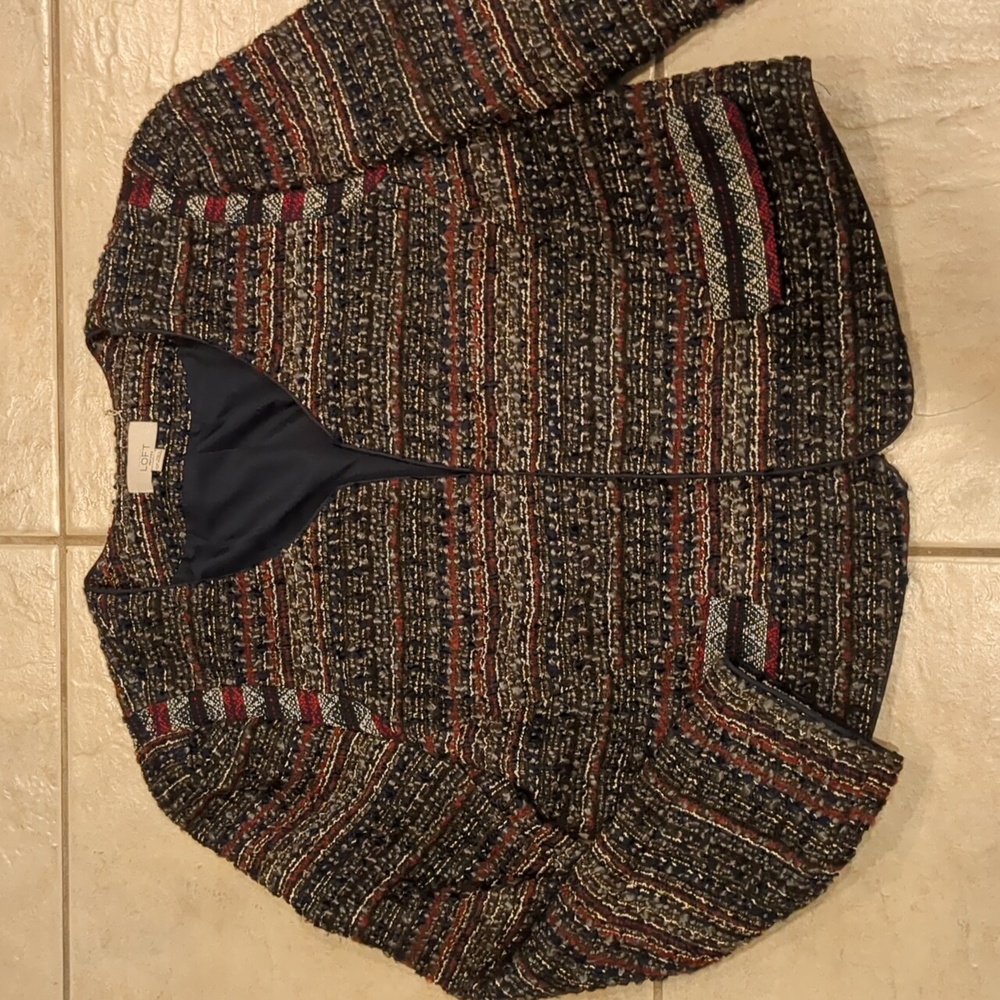 LOFT Boucle Pattern Cropped Blazer Jacket Size 12P